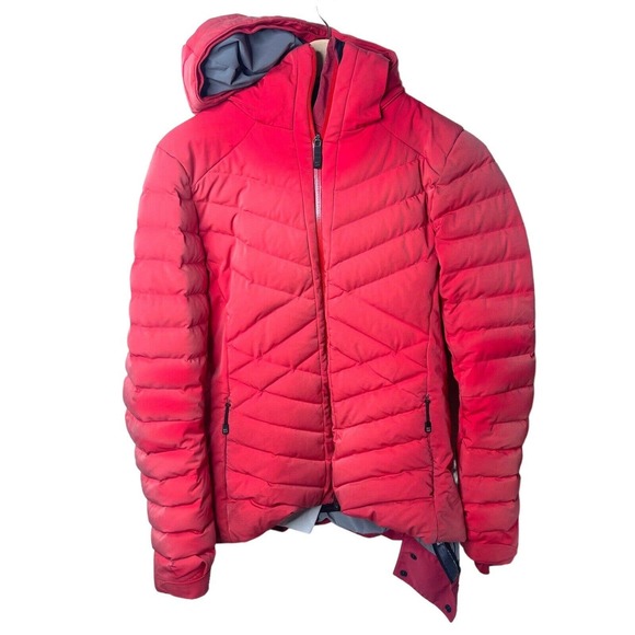 Mountain Force Red Hooded Quilted Puffer Full Zip Jacket Medium - Picture 1 of 10
